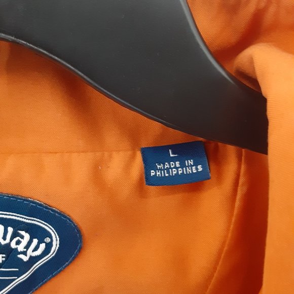 CALLAWAY MEN'S GOLF PULLOVER SHIRT | Size L | 1/4 Zip | Orange w/Black Stripe - Picture 8 of 14